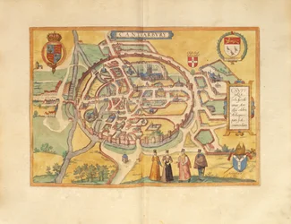 Mappa di Canterbury dal Civitates Orbis Terrarum di Georg Braun