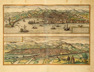 Mappa di Genova e Firenze dal Civitates Orbis Terrarum di Georg Braun