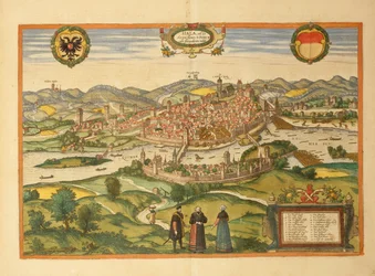 Mappa di Halle an der Saale dal Civitates Orbis Terrarum di Georg Braun