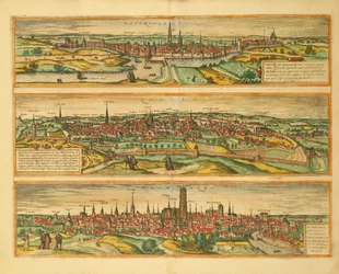 Mappa di Hertogenbosch, Leuven e Mechelen dal Civitates Orbis Terrarum di Georg Braun