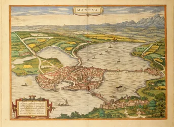 Mappa di Mantova da Civitates Orbis Terrarum di Georg Braun
