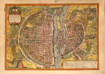 Mappa di Parigi dal Civitates Orbis Terrarum di Georg Braun