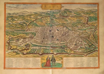 Mappa di Roma da Civitates Orbis Terrarum di Georg Braun