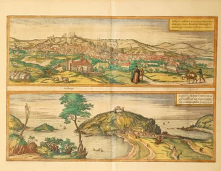 Mappa di San Sebastian e Burgos da Civitates Orbis Terrarum