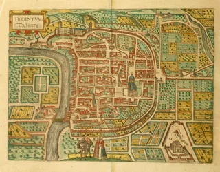 Mappa di Trento da Civitates Orbis Terrarum di Georg Braun