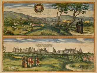 Mappa di Windsor e Oxford da Civitates Orbis Terrarum di Georg Braun