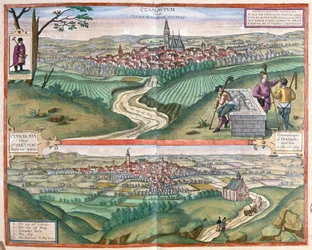 Caslav (Boemia) e Chomutov, Repubblica Ceca (incisione)