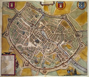 Mappa della città di Tours in Francia. Incisione dall