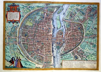 Veduta della città di Parigi alla fine del XVI secolo. Atlas di Braun & Hogenberg, Amsterdam