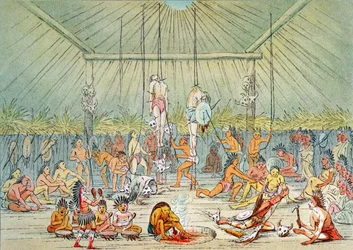Cerimonia Mandan (litografia a colori)