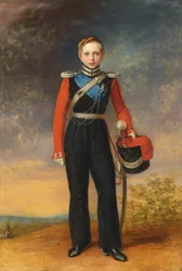 Ritratto di Tsesarevich Alexander Nikolaevich in uniforme della squadriglia Leib Guard Black Sea Cossack