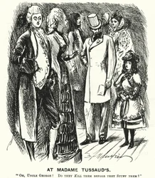 Cartone animato di Punch: Da Madame Tussaud (incisione)