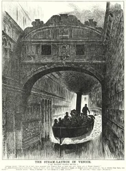 Cartone animato di Punch: Il lancio a vapore a Venezia