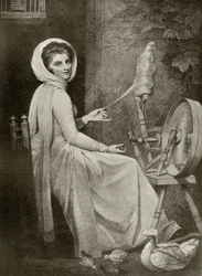 Lady Hamilton come La Filatrice, inciso da Thomas Cheesman, da 