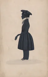 Silhouette di un giovane ragazzo sconosciuto, a figura intera a sinistra, 1827-44