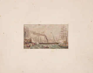 Stampa della scatola degli aghi: La flotta reale nella baia di Kilkenny (?)