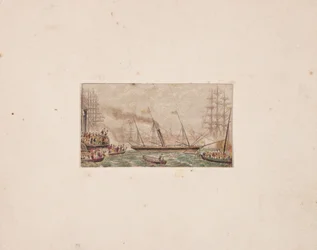 Stampa della scatola degli aghi: La flotta reale nella baia di Kilkenny, 1850