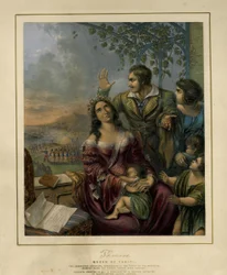 Pomare, regina di Tahiti, la cristiana perseguitata, di George Baxter, 1845, British Museum