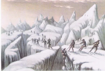 Fasi della salita al Monte Bianco, da British Adventure pubblicato da Collins, 1947