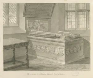 Chiesa di Ellastone - Monumento a Sir John Fleetwood: disegno a seppia, 1841