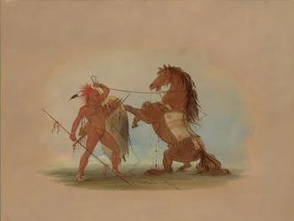 Un guerriero Pawnee che sacrifica il suo cavallo preferito