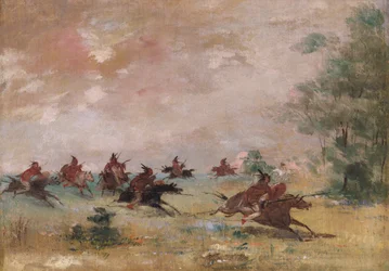 Gruppo di guerra Comanche, montato su cavalli selvaggi, 1834-1837