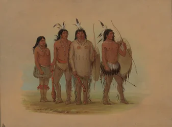 Capo Kiowa, sua moglie e due guerrieri, 1861-1869