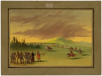 La Salle incontra un gruppo di guerra di indiani Cenis in una prateria del Texas. 25 aprile 1686