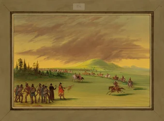 La Salle incontra un gruppo di guerra di indiani Cenis in una prateria del Texas, 25 aprile 1686