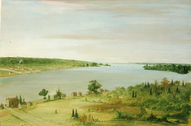 Sault Ste. Marie, con la guarnigione degli Stati Uniti in lontananza