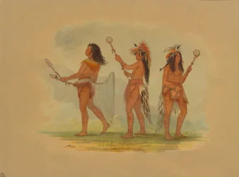 Tre celebri giocatori di palla - Choctaw, Sioux e Ojibbeway