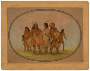 Due capi Sioux, un uomo di medicina e una donna con un bambino