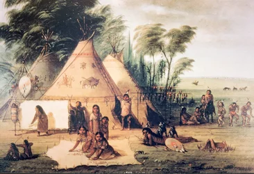 Villaggio della tribù Sioux nordamericana