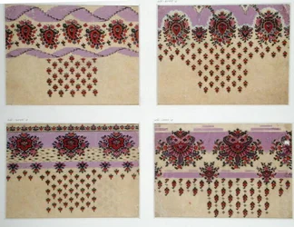 Disegni di tessuti per scialli Paisley, c.1871 (guazzo su carta)
