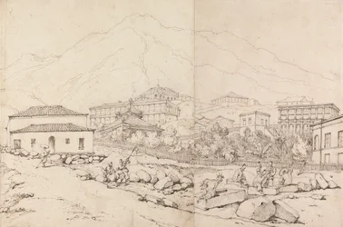 Edificio su un Pendio in un Villaggio Montano (Cina?)