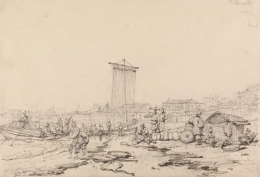 Scena Costiera con Pescatori e Edifici, Macao