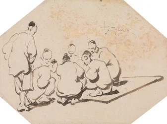 Gruppo di sette uomini che giocano d