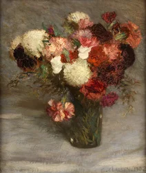 Rosa e scabiosa (olio su tela)
