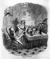 Illustrazione per Oliver Twist di Charles Dickens (1812-1870), di George Cruikshank (1792-1878).