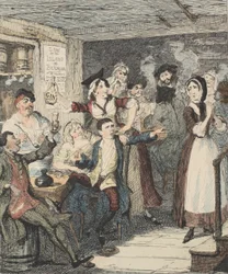 Jack Sheppard si ubriaca e manda via sua madre, illustrazione da Jack Sheppard: Un Romanzo di William Harrison Ainsworth, pub. 1839