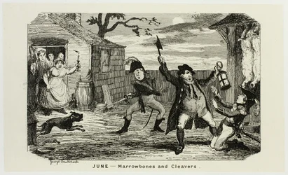 Giugno - Ossa di midollo e mannaie dalle acqueforti di George Cruikshank per The Comic Almanacks: 1835-1853