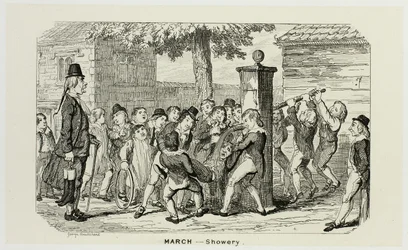 Marzo - Showery dalle acqueforti di George Cruikshank per The Comic Almanacks: 1835-1853