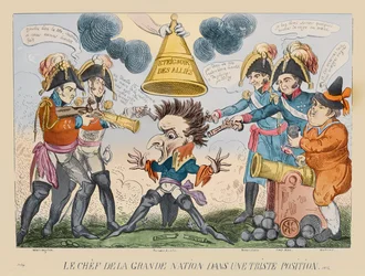 Il capo della grande nazione in una strana situazione, 1813