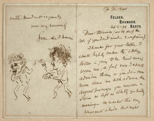 Lettera con disegno di Whistler che minaccia Du Maurier