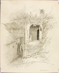 Senza titolo (disegno a trasferimento per Strada del villaggio, Lago di Lugano, Italia [n. 1])