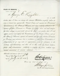 Giuramento di fedeltà di George E. Leighton del Missouri, Contea di St. Louis