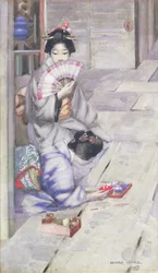 Geisha che beve tè
