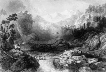 Attraversamento di un Sangha, vicino a Jumnootree, 1838