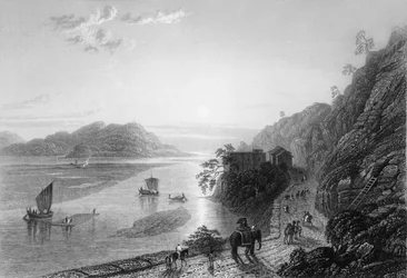 Il Gange entra nelle pianure vicino a Hurdwar, 1838