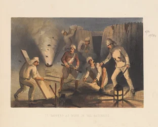 Zappatori al lavoro nelle Batterie, 1857